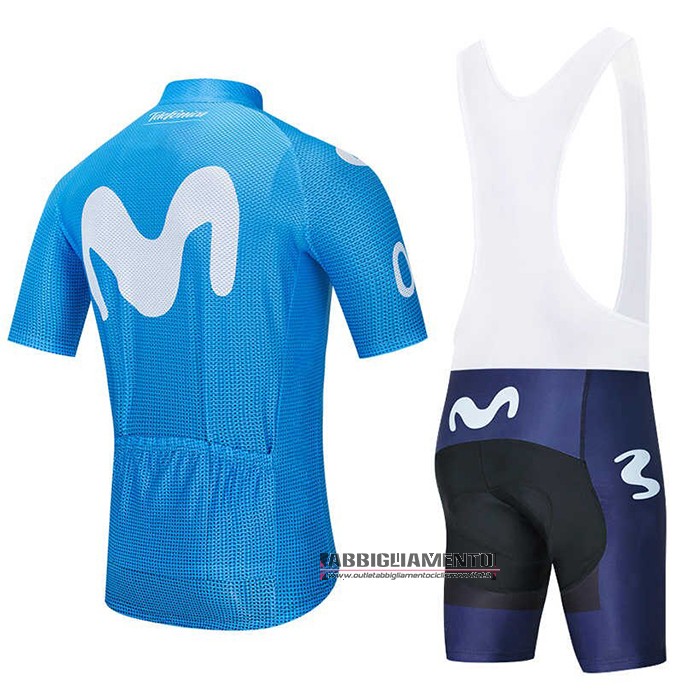 Abbigliamento Movistar 2020 Manica Corta e Pantaloncino Con Bretelle Blu - Clicca l'immagine per chiudere